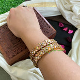Kada Kundan Bangle -Pastel Pink-G4807